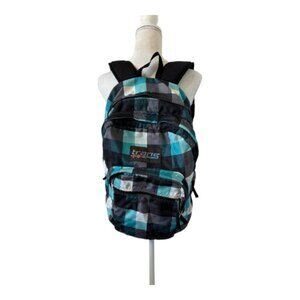 Trans by Jansport Plaid Backpack Unisex Large Blue Multicolor Pattern School Bag